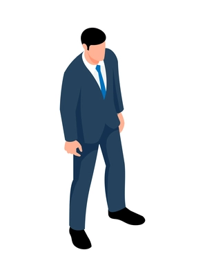 Isometric character of businessman in suit on white background 3d vector illustration
