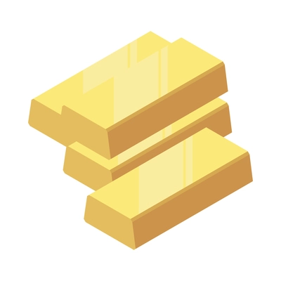 Isometric stack of shiny gold bars on white background 3d vector illustration