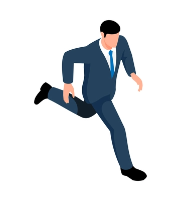 Isometric businessman in suit running on white background 3d vector illustration