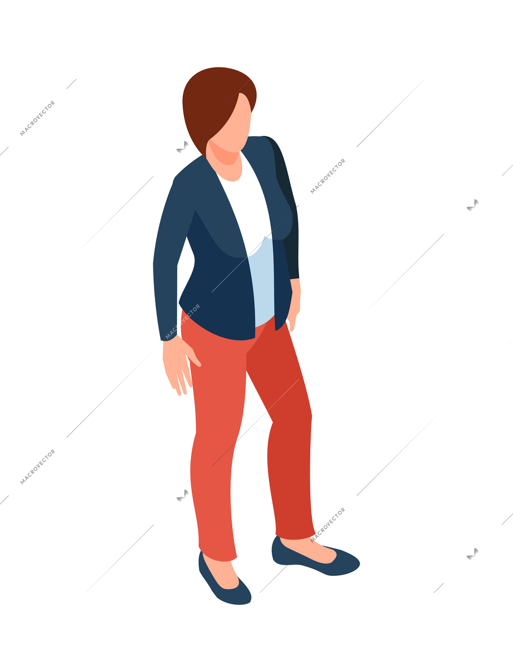 Isometric businesswoman in office wear on white background 3d vector illustration