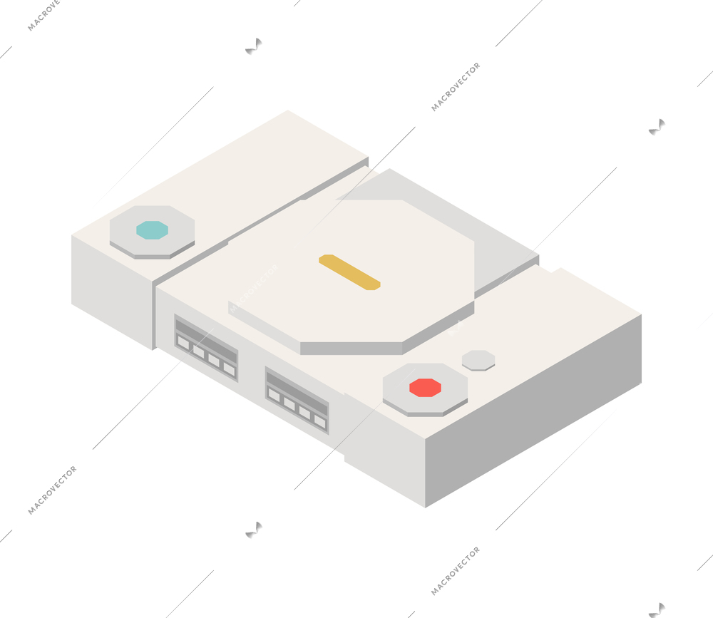 Isometric vintage games console on white background 3d vector illustration