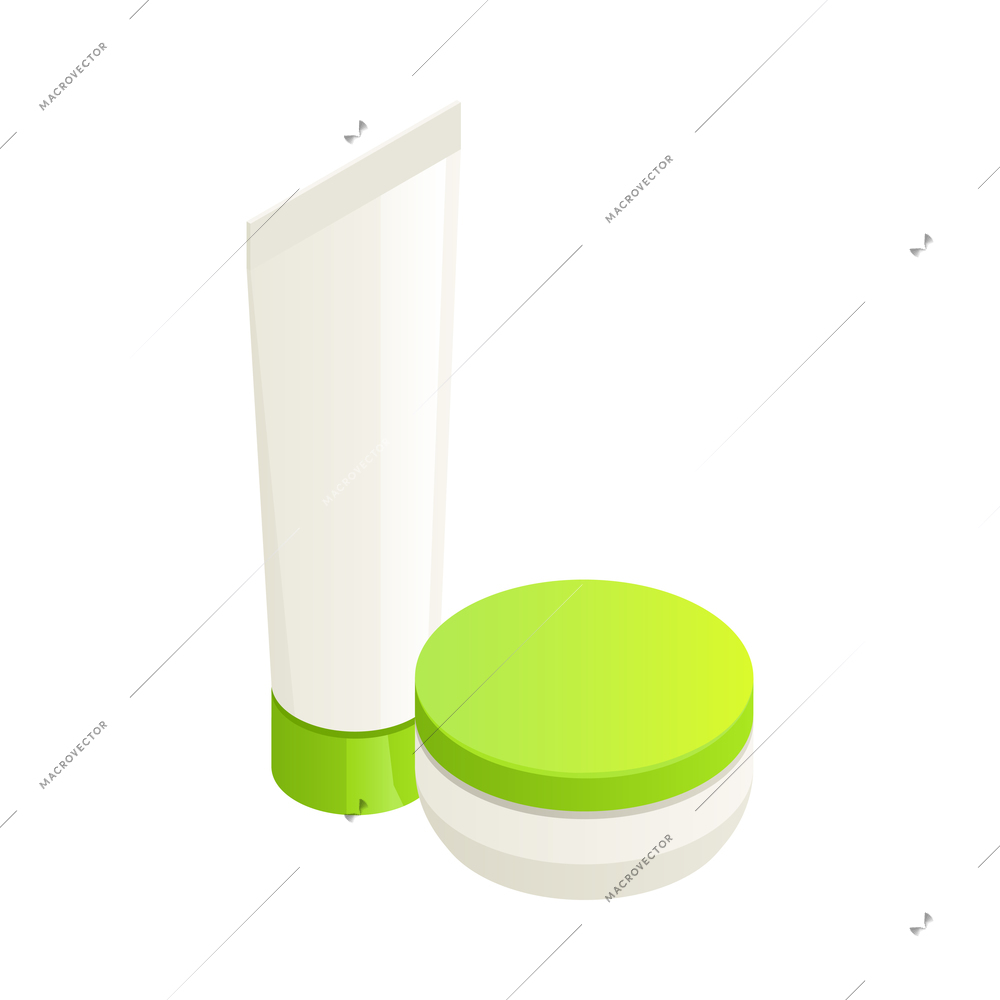 Tube and jar of cream isometric icon vector illustration