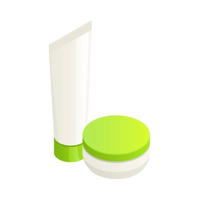 Tube and jar of cream isometric icon vector illustration