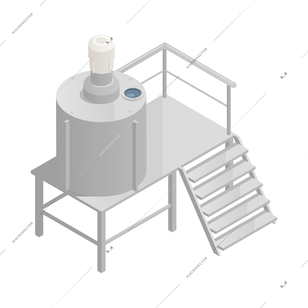 Cosmetics production icon with isometric factory equipment 3d vector illustration