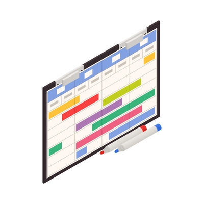 Business planning organization icon with marker board 3d isometric vector illustration