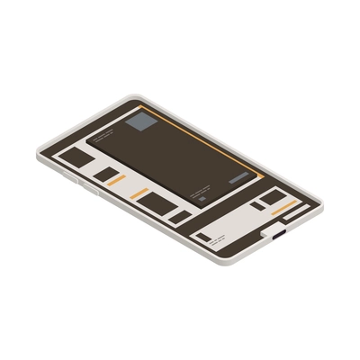 Warranty service isometric icon with 3d half disassembled smartphone on white background vector illustration