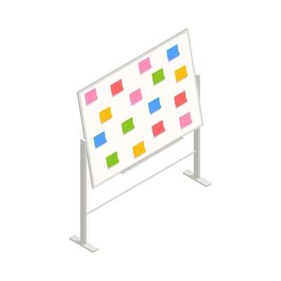 Time management organization planning icon with colorful sticky notes on white board 3d vector illustration