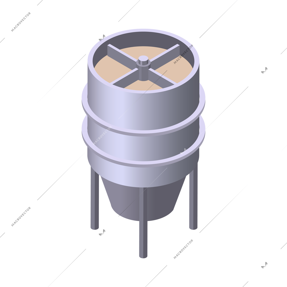 Paper production icon with equipment for cooking pulp 3d isometric vector illustration