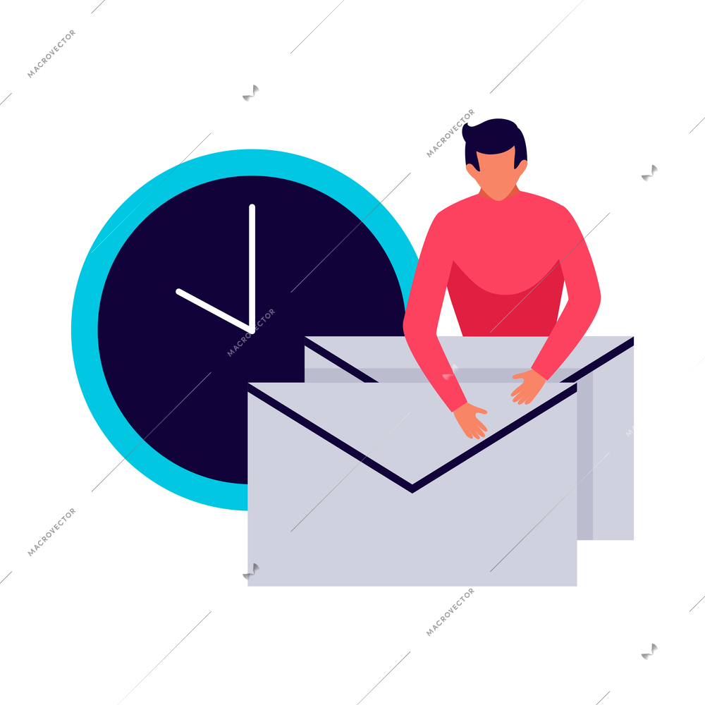 Digital email marketing icon with flat business symbols vector illustration