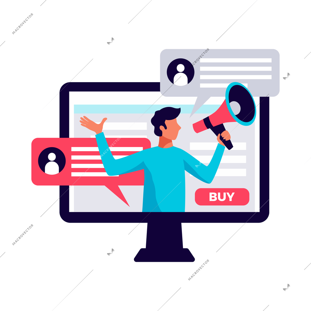 Digital marketing targeting attracting customers concept flat vector illustration