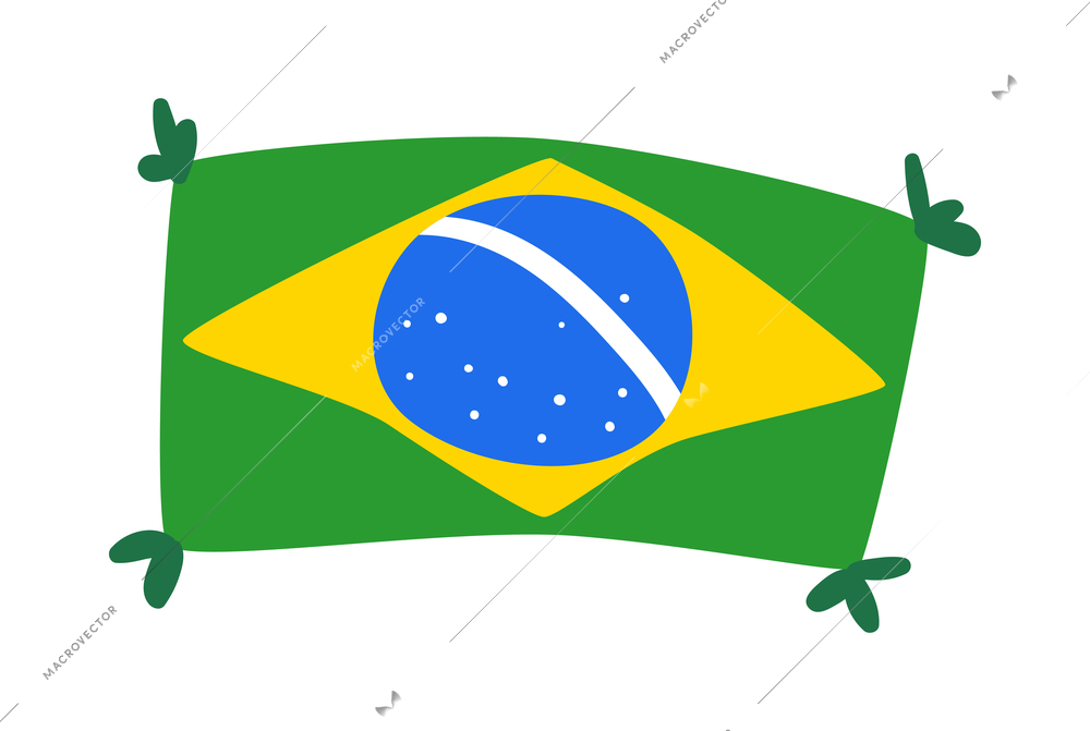 Flat symbol with flag of brazil on white background vector illustration