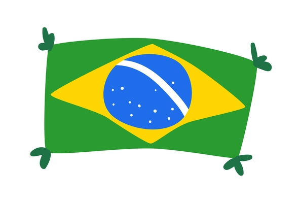 Flat symbol with flag of brazil on white background vector illustration