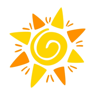 Flat yellow sun symbol on white background vector illustration