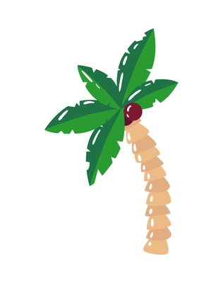 Flat colored coconut palm on white background vector illustration