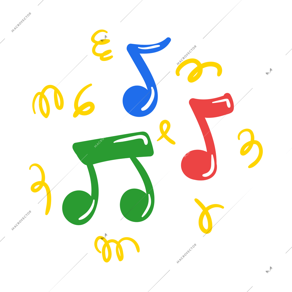 Colorful music composition with bright notes sing tune vector illustration