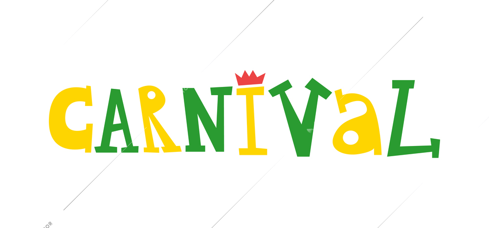 Brazil carnival background with bright colorful lettering flat vector illustration