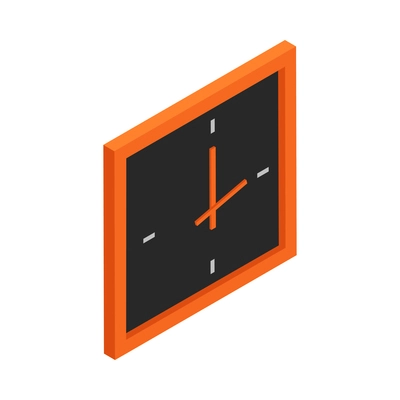 Isometric wall clock icon on white background 3d vector illustration