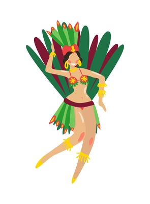 Flat brazil carnival dancer wearing bright costume vector illustration