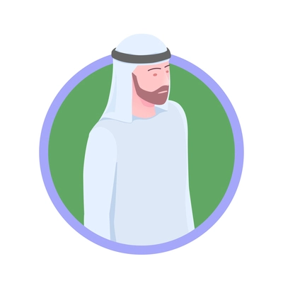 Arab man avatar isometric round icon on white background 3d vector illustration