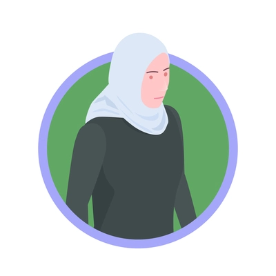 Round icon avatar with arab woman 3d isometric vector illustration