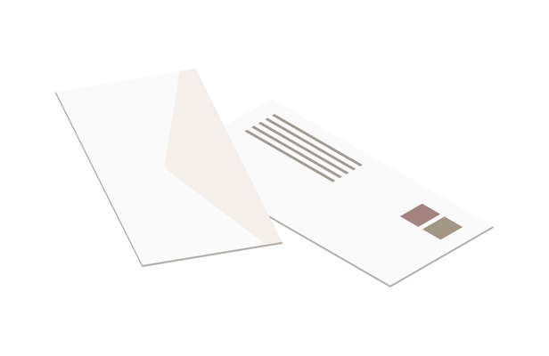 Two white isometric envelopes on blank background 3d vector illustration