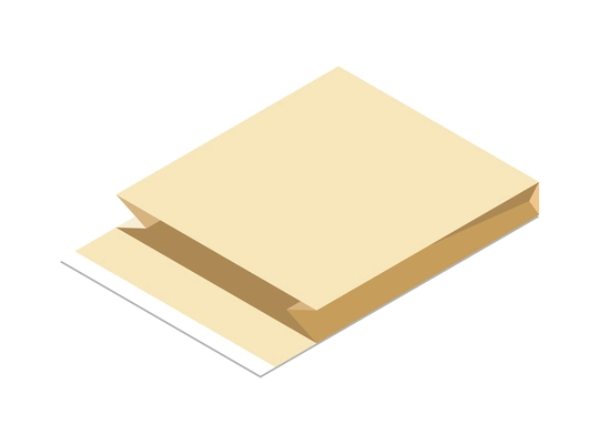 Empty craft paper bag on white background 3d isometric vector illustration