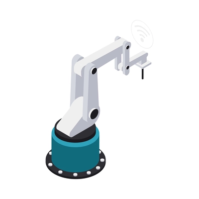 Isometric smart industry icon with 3d robotic arm on white background vector illustration