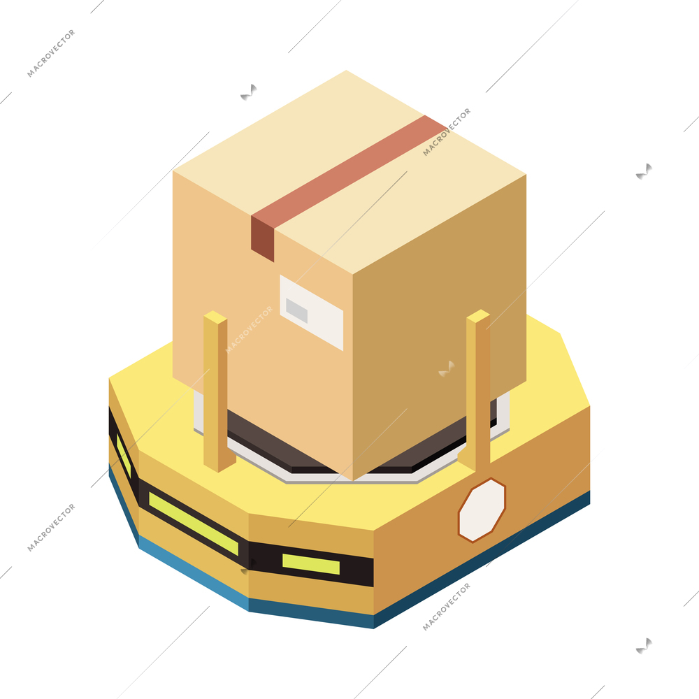 Modern robotic equipment for transporting goods in warehouse 3d isometric icon vector illustration