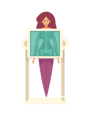 Female patient during xray medical diagnostics flat vector illustration