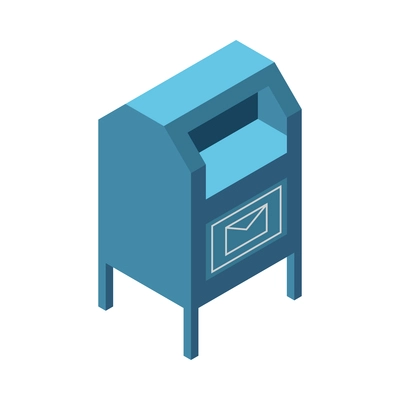 Isometric blue mailbox icon on white background 3d vector illustration