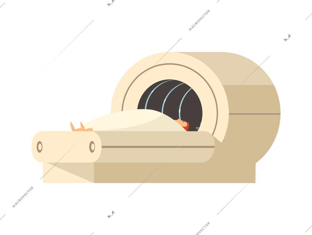 Patient during mri procedure flat vector illustration