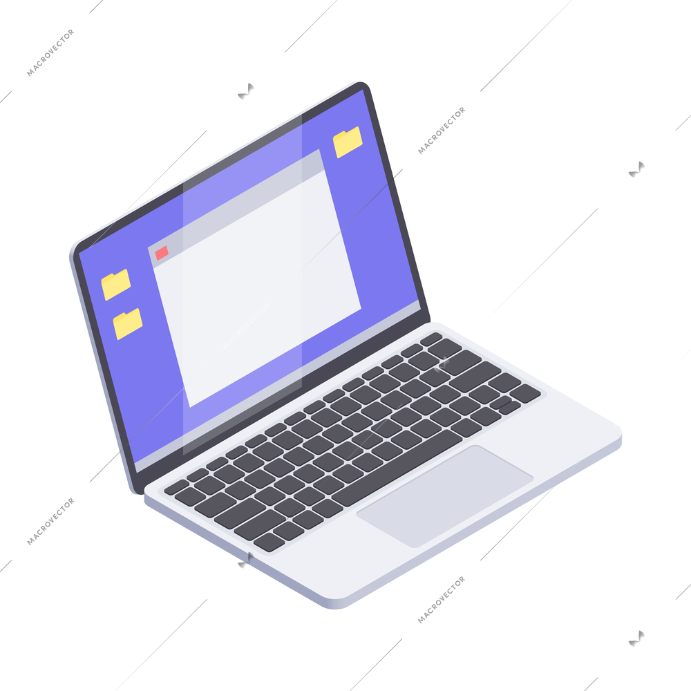 Isometric modern laptop on blank background 3d vector illustration