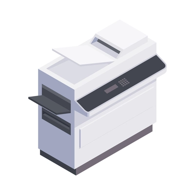 Modern multiofunctional office printer on white background 3d isometric vector illustration