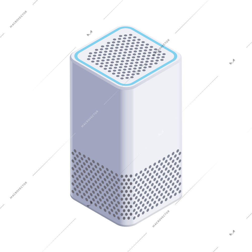 Isometric smart speaker on white background 3d vector illustration