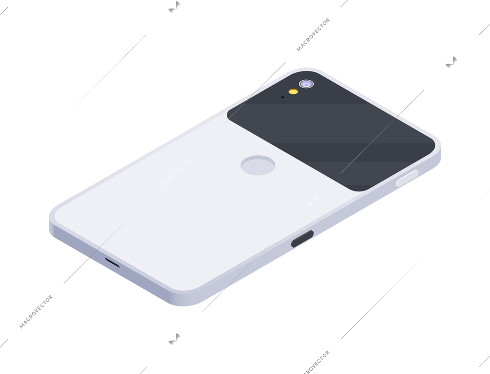 Modern white isometric smartphone back view 3d vector illustration