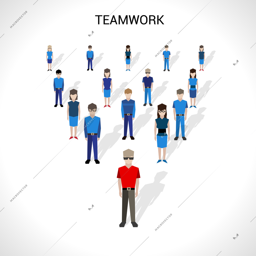 Teamwork concept with group of male and female people avatars vector illustration