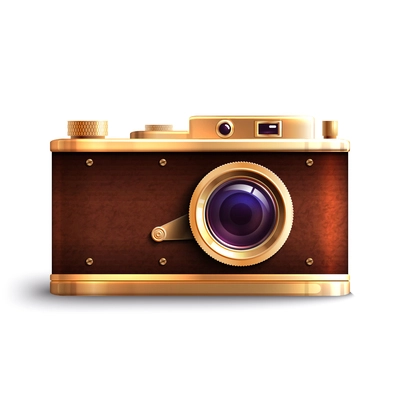 Retro style professional equipment photo camera isolated on white background vector illustration