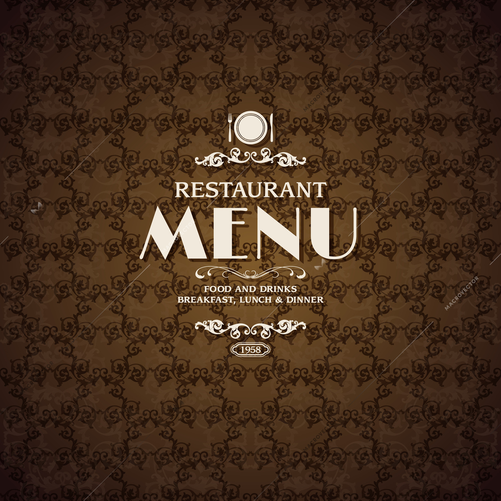 Restaurant cafe menu cover template with cooking elements vector illustration