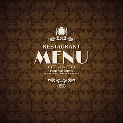 Restaurant cafe menu cover template with cooking elements vector illustration