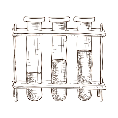 Science composition with isolated monochrome sketch style doodle icon on blank background vector illustration