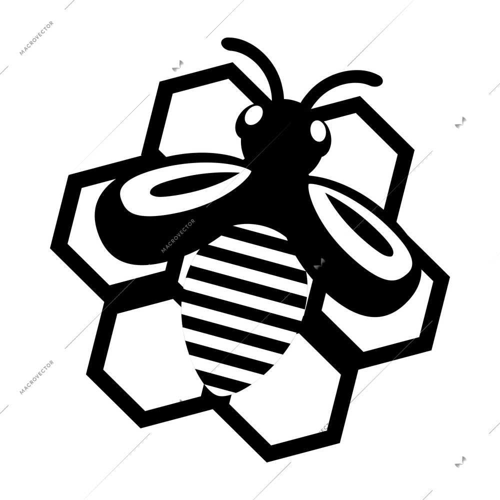 Honey composition with isolated black and white agriculture icon on blank background vector illustration