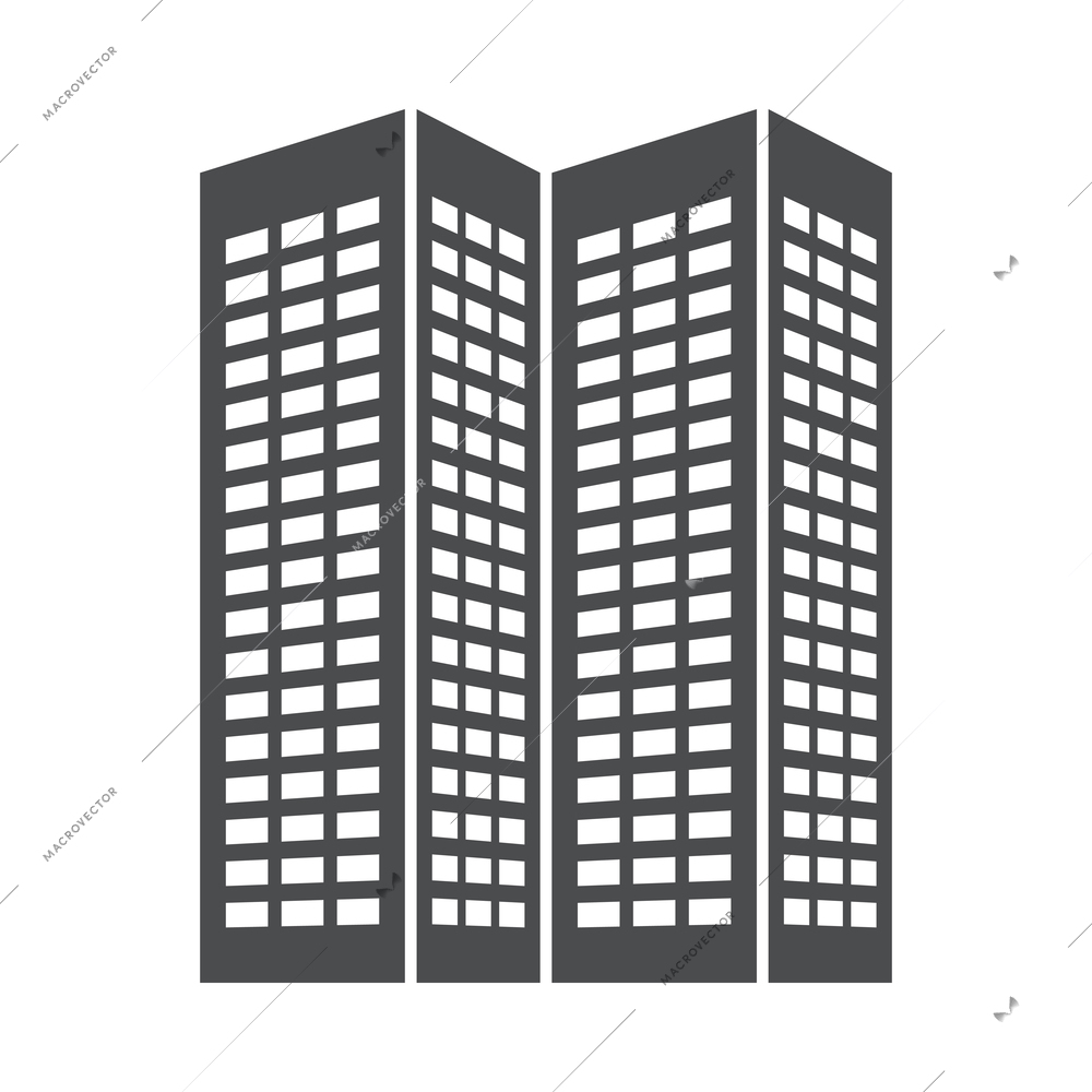 Building composition with isolated black icon of modern business center isolated on blank background vector illustration