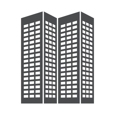 Building composition with isolated black icon of modern business center isolated on blank background vector illustration