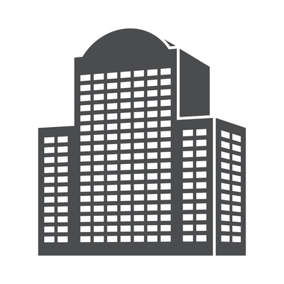 Building composition with isolated black icon of modern business center isolated on blank background vector illustration