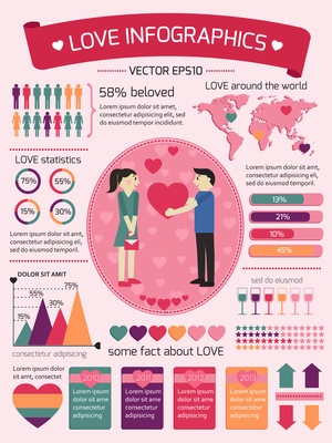 Love infographics elements for valentines day vector illustration