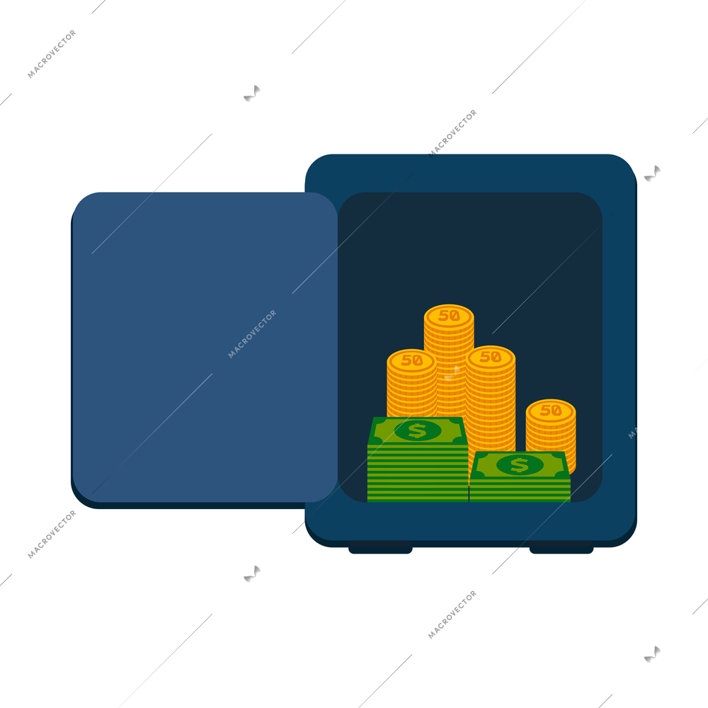 Lock safe composition with business banking finance icon isolated on blank background vector illustration