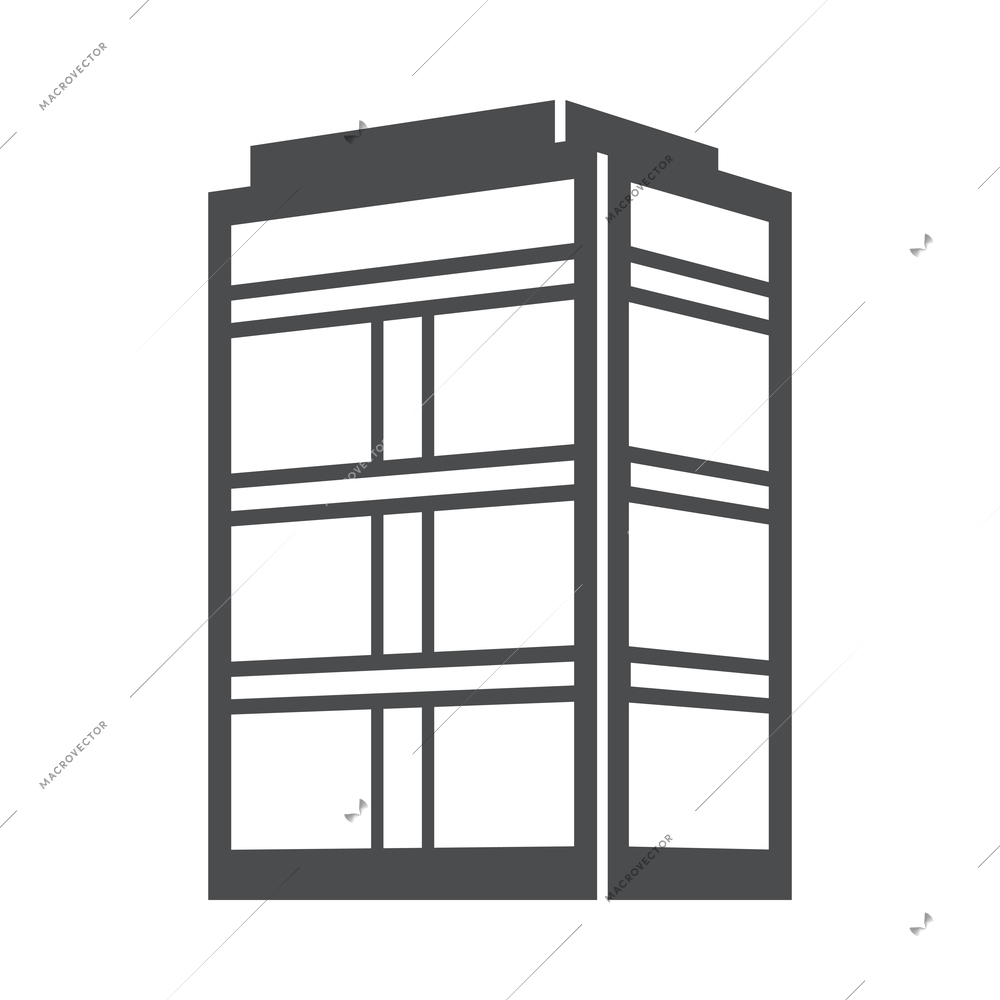 Building composition with isolated black icon of modern business center isolated on blank background vector illustration