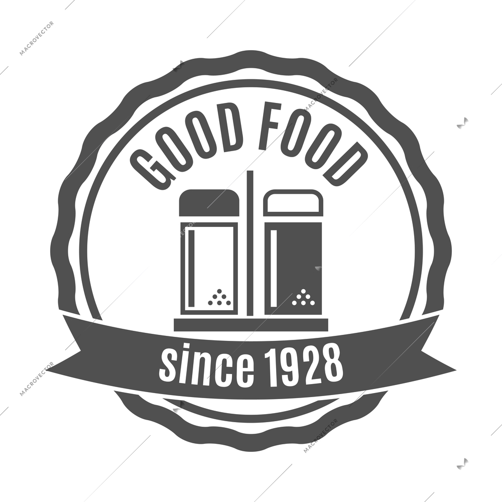 Restaurant label composition with isolated monochrome badge emblem with text and icons vector illustration