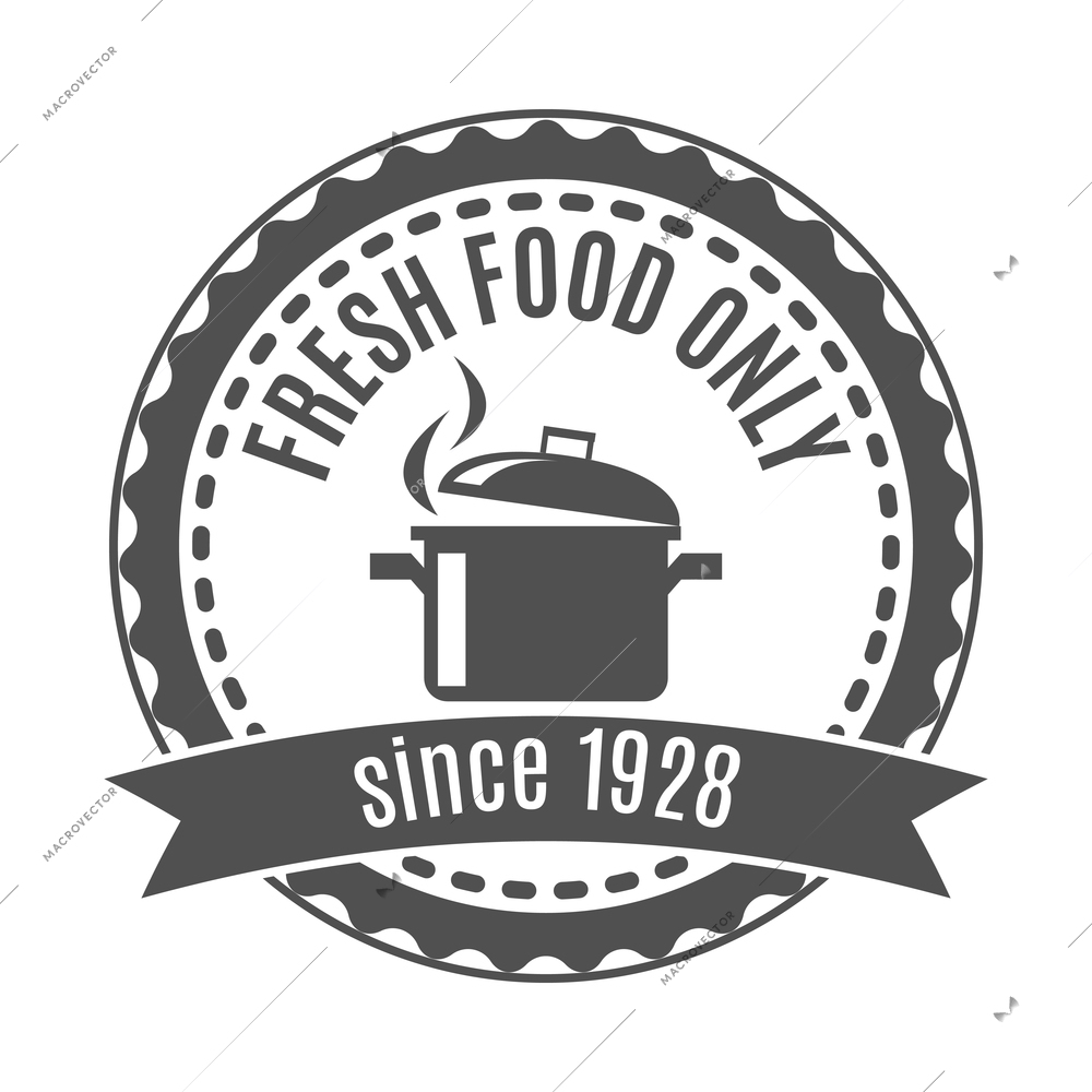 Restaurant label composition with isolated monochrome badge emblem with text and icons vector illustration