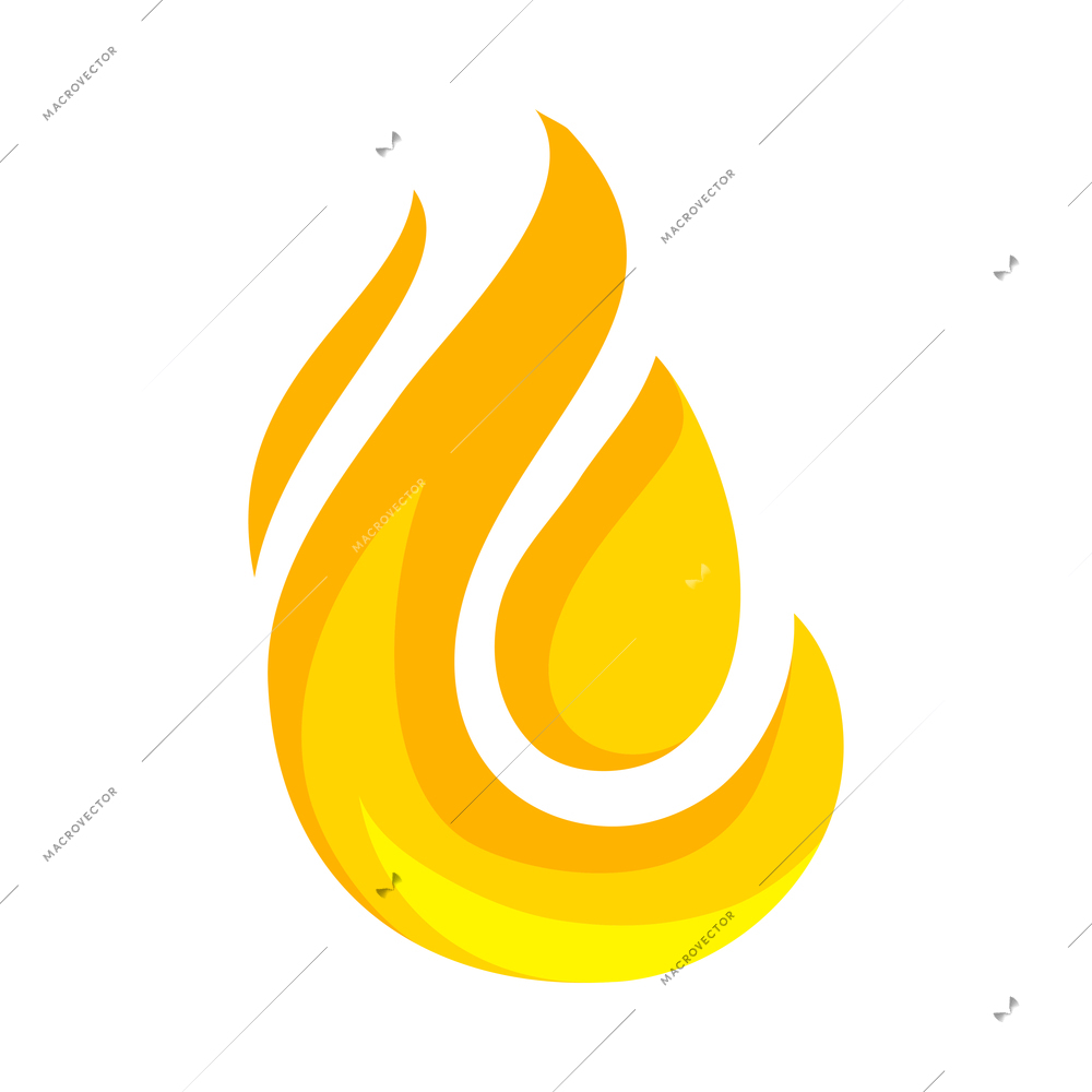 Fire color composition with bright flame burn flare icon isolated on blank background vector illustration